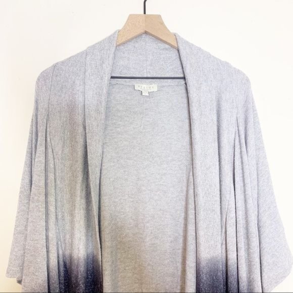 NEW Status by Chenault Charcoal Grey Dip Dye Ombre Open Front Cardigan Medium - Picture 4 of 10